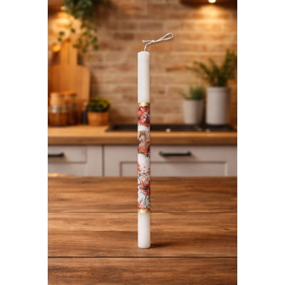 Λαμπάδα με λουλούδια και Παναγία